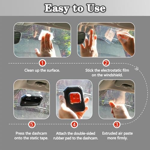 Electrostatic Film for Dash Cam, Sticker Shield for Windshields Double-Sided Adhesive Pad Electrostatic Stickers for Dash Cam Adhesive Clear Static Cling Films for Suction Cup Mounting 6