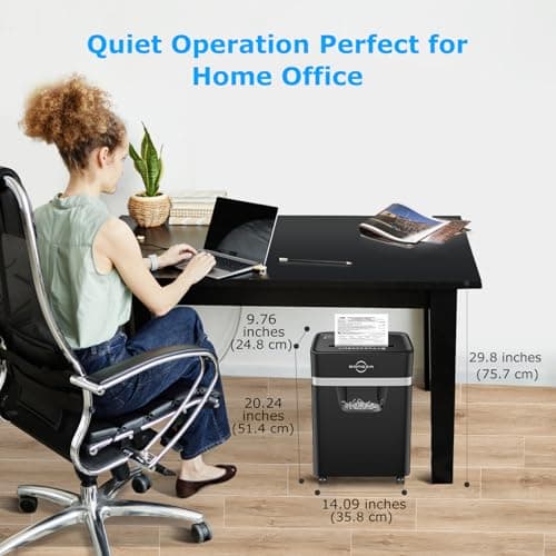BONSEN 12-Sheet Paper Shredder for Home Office, Heavy Duty Shredders with 20 Mins Running Time, 5.3 Gal Pullout Bin, Cross Cut Shredder for CD/Credit Card/Staple, P-4 Security Level, Anti-Jam System 9