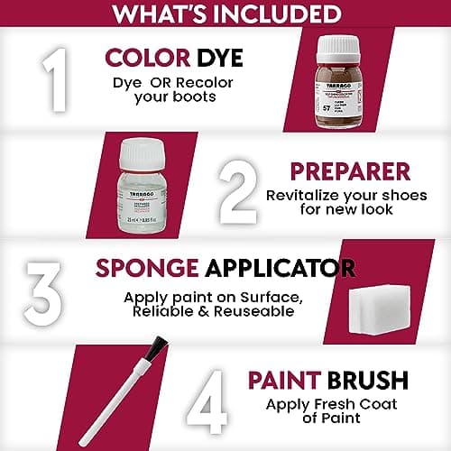 Tarrago Leather Dye Kit with Deglazer and Applicator - Restore & Recolor Shoes, Boots, Purses, Wallets, Jackets, and Furniture - Rich Pigment - 25mL - Black #18 6