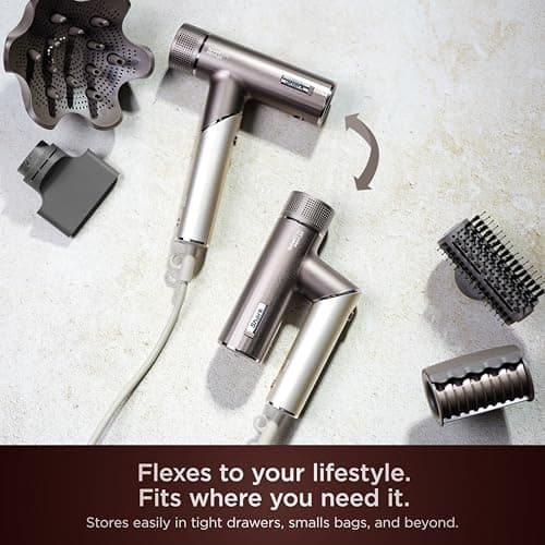 Shark SpeedStyle Pro Flex Professional Performance High-Velocity Hair Dryer System with Scalp Shield & IQ Speed Styling and Drying Suite, Lightweight, Ionic, No Heat Damage, Mocha Silver, HD542 11