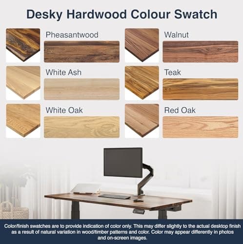 Desky Dual Hardwood Sit Stand Desk - 60x30 Adjustable Standing Desk - Ergonomic Sit & Stand Up Desk - Electric Standing Desk - Adjustable Height Sit Stand Desk - Walnut Real Wood Desk 9