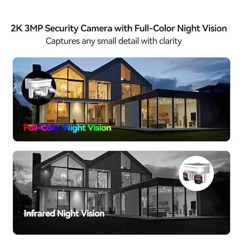 No WiFi Security Camera,4G LTE Cellular Security Camera Outdoor with Dual Lens 360° View, 2K Color Solar Cellular Cam Night Vision,PIR Motion Sensor,2 Way Talk,IP66 Waterproof, Built in SIM,White-QQ 6