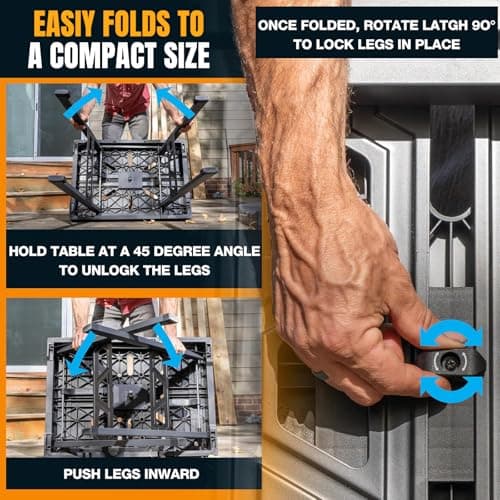 Express Folding Worktable, Easy Setup Portable Folding Workbench, 34" W x 24" D Lightweight Versatile Worktable with 1650 Lbs Load Capacity Work Benches for DIY Home Improvements Professional Worksite 5