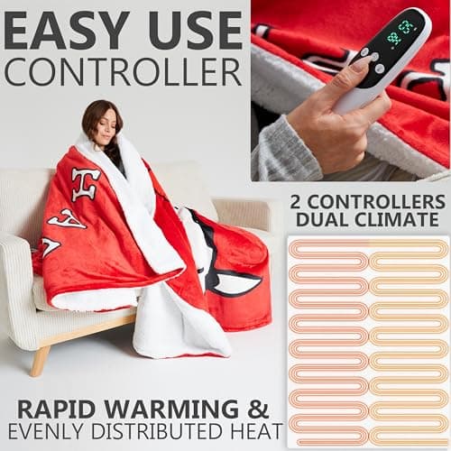 Get Trend Peanuts Snoopy Heated Blanket Electric, King Size Luxurious Fleece Blanket, 9 Heat Settings Auto Shut-Off, 90x105in, Gifts for Mom, Grandma, Grandpa (Red Snoopy, King US) 3
