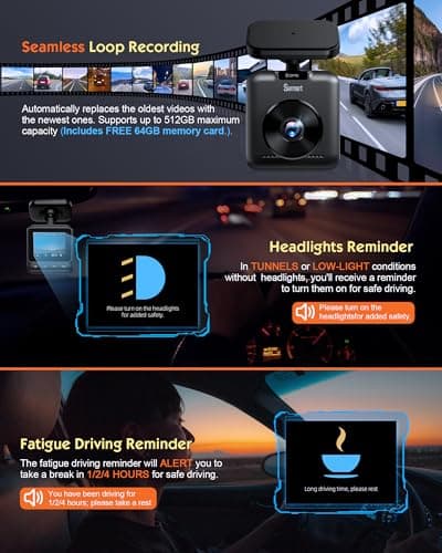 Sarmert C2 4K Dual Dash Cam Front and Rear - Built-in GPS and 5G WiFi, Free 64GB Card Included, 4K UHD Dash Camera for Cars, Night Vision, WDR, Loop Recording, App Control, 24H Parking Mode 9