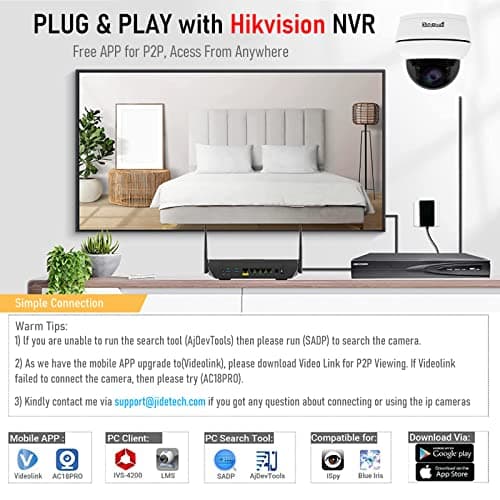 JideTech Outdoor 4K PTZ POE Camera, 8MP IP Dome Camera with 5X Optical Zoom, IR Night Vision Human/Motion Detection, Built in 2-Way Audio, Pan/Tilt, SD Card Slot 6