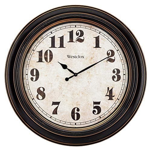 Westclox Traditional Large Wall Clock – Battery-Operated 24-Inch Vintage Distressed Dial, Metal Hands, Glass Lens, Quartz Accuracy (Black-Brown, 24-Inch)