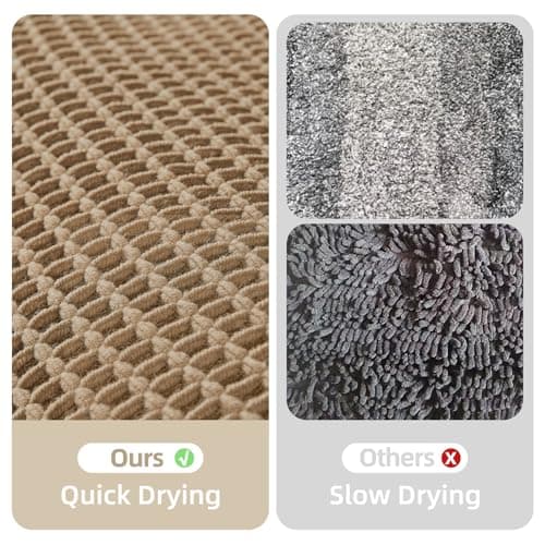 TYUU Waffle Bath Mat, Boho Bathroom Rugs Non Slip Washable Super Absorbent Quick Dry Farmhouse Bathroom Decor, 30"x20" Khaki 6