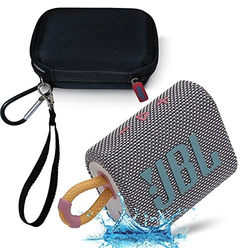 JBL GO 3 Waterproof Ultra Portable Bluetooth Speaker Bundle with Megen Hardshell Case (Gray)
