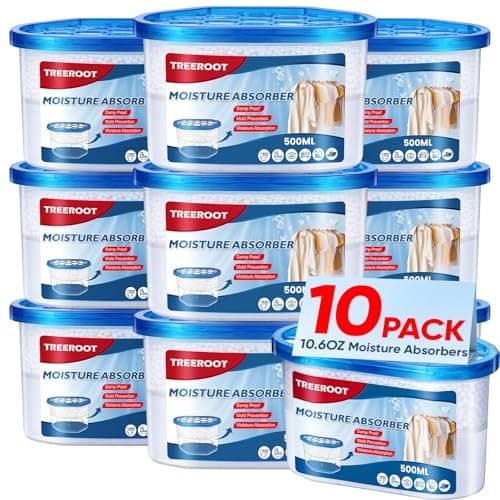 10 Pack Moisture Absorbers, 10.6 OZ Humidity Absorber Bucket, Moisture Absorbers for Closet, Dehumidifier Bucket for Wardrobes、 Kitchens and Bathrooms, Fragrance Free Humidity Absorber