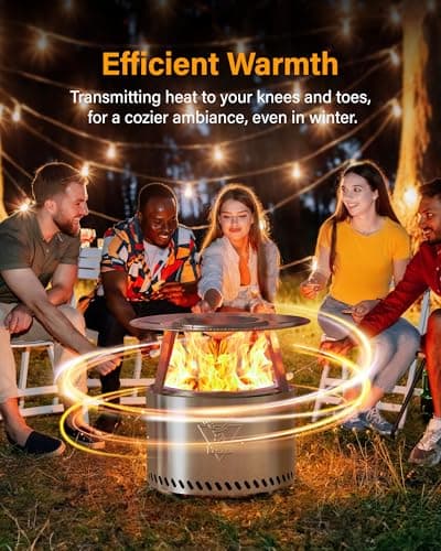 YEFU Fire Pit with Removable Ash-Pan: Smokeless Firepit 304 Stainless Steel Material - Outdoor Fire Pit Silver 19 inch - Smokeless Firepit for Outside Outdoor Patio Camping Backyard 3