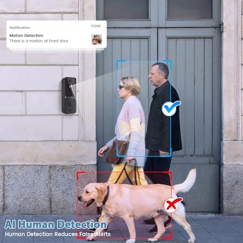 CutePanda Video Doorbell Camera Wireless, Chime Ringer Included, Smart AI Human Detection, Indoor Outdoor Surveillance, 2.4G WiFi, Live View, 2-Way Audio, Night Vision, Cloud Storage 5