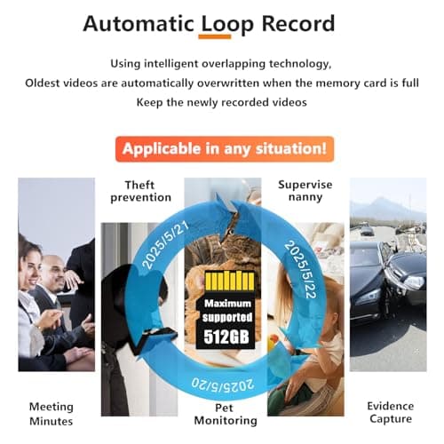 JINGRONGHUA Portable Camera, Mini Camera, Home Security Cameras, 1080P, 10000 Capacity Dual-Purpose: Power Supply/Record Cameras, with Night Vision, Motion Detection, Loop Record, Gravity Sensor 7