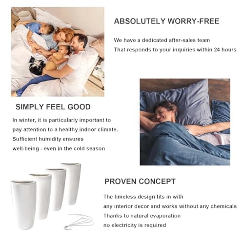 DEHHOO Pack of 4 Ceramic Radiator Hanging Humidifiers with S-Shaped Hooks White Radiator Water Evaporator for Healthy Room Air Moisture 7