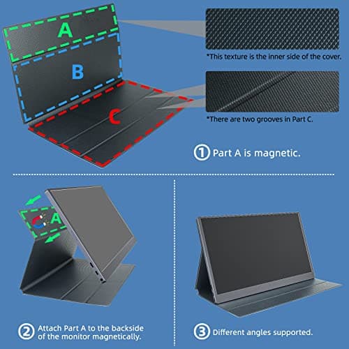 Upperizon Portable Monitor 15.6" 4K UHD 3840X2160 100% sRGB 60Hz IPS HDR HDMI USB-C Travel Monitor for Laptop MacBook PC Surface PS5 Xbox, Second Screen with Cover & Speakers, VESA Compatible 5