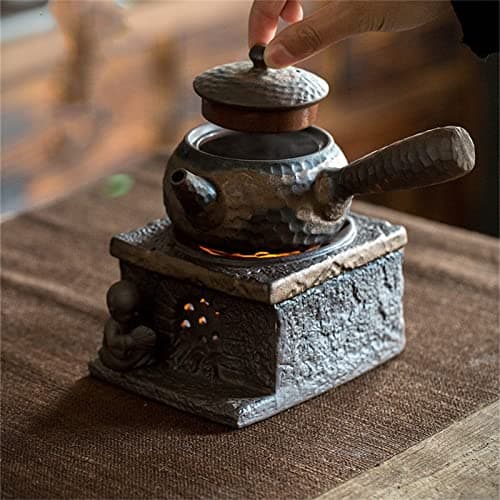 Fenyya Teapot Warmer Matte Classic Retro Ceramic Universal Tea Warmer Stand Set with Candle Holder Japanese Style for Warming Tea, Coffee and Milk etc. 7