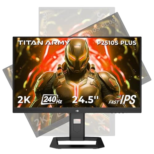 TITAN ARMY 24.5 Inch 240Hz 1440p Gaming Monitor,QHD 2560 x 1440p Fast IPS 1ms GTG,Adaptive Sync,126% sRGB,HDR10,Low Blue Light VESA 100x100,HDMI 2.0 DisplayPort 1.4 Vertical Gaming Monitor P2510S