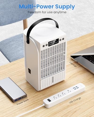 Portable Air Conditioners, 4 Wind Speeds 1500 ML Quiet Portable AC with Remote, 2 Speeds Humidifier & 2-6H Timer Evaporative Air Cooler, 7 Color Light Personal Cooling Fan for Home Office Room Bedroom 5