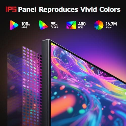 KOORUI 27" Gaming Monitor, 200Hz 1ms Fast IPS, WQHD (2560 x 1440p) HDR 400 Display, DCI-P3 95% Color Gamut, FreeSync Premium, Adaptive G-Sync, HDMI x 2, DisplayPort, G2721P 6