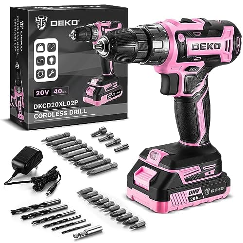 Power Drill Cordless: DEKOPRO Pink Cordless Drill 20V Electric Power Drill Set Tool for Women Drills with Battery and Charger 20 Volt Drills Driver Kit