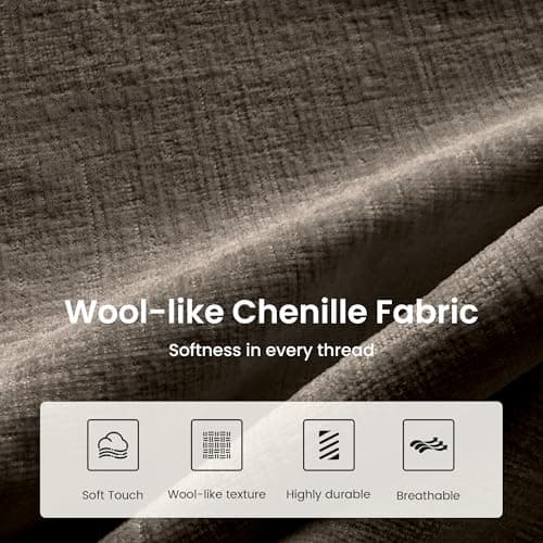 PHI VILLA Cloud Modular Couch Sets, 123.6" Sectional Sofa with U-Shaped Chaise, 5-Seater Couches with 2 Movable Ottomans for Living Room, Chenille Fabric, Smoky Grey 8