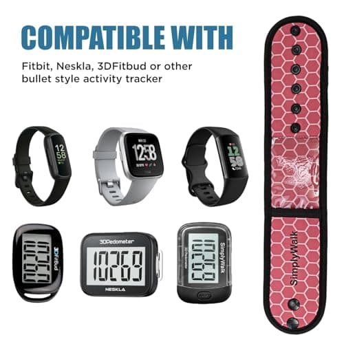 SimplyWalk Adjustable Ankle Band for Fitness Pedometer, Soft Wear Ankle Band with Transparent Pouch for Step Counter and Smart Watch (Pedometer Not Included) (Pink) 7