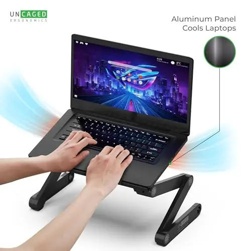 WorkEZ Adjustable Laptop Stand for Desk, Adjustable Height Laptop Stand, Ergonomic Foldable Portable PC Holder, Computer Riser, Home Office Supplies 9