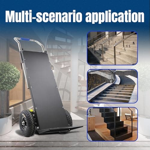 Electric Stair Climbing Dolly, Heavy Duty Cart 880lbs Capacity 1200W Motorized Hand Truck with Foldable Design for Moving Furniture Fridge Appliance(Orange) 7