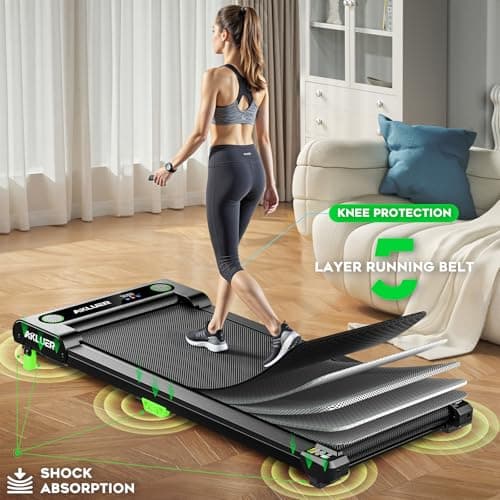 FUNRAY Walking Pad with Incline, Under Desk Treadmill with 2 Control Options, Ultra Slim Design and Double Shock Absorption, LED Display, Powerful and Quiet Treadmill for Walking/Jogging 5