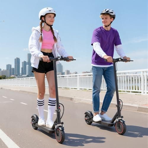Aovowheel Electric Scooter Adults, Foldable 8.5" Solid Tires E Scooter with Dual Suspension, 19 Mph, 350W Motor, Kick Scooters Max 16 Miles Long Range for Commuting, Electric Scooter for Adults 9