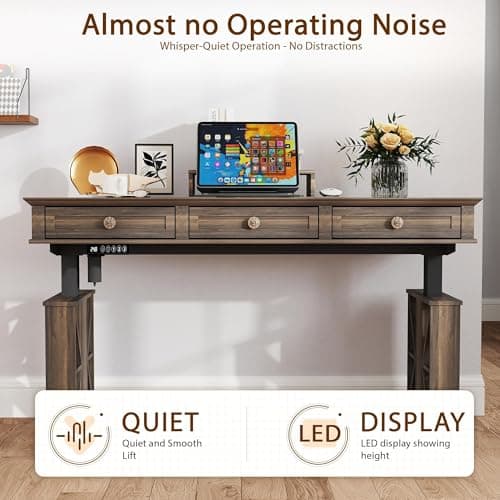 Yechen Electric Standing Desk with Drawers, 51×20 Inch Adjustable Height, Stand Up Desk with Monitor Shelf, Sit Stand Home Office Desk 7