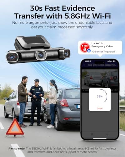 AZDOME 360° 4 Channel Dash Cam Front and Rear Inside, Built-in 128GB eMMC, 2K+1080P*3 Dashcam, Left Right, Voice Control, 5G WiFi Dash Camera for Cars with 4 Adjustable Lenses, IR Night Vision, M660 5
