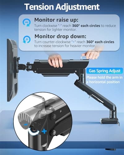 Single Monitor Mount for 32 27 24 22 inch Screen, Monitor Arm Holds 4.4-22 lbs, Monitor Desk Mount, Gaming & Home Office Use, VESA 75x75mm & 100x100mm, Freelift Pro Black 6