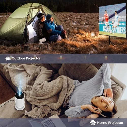 Mini Portable Projector 4K WiFi 6 BT 5.2 Upgraded Portable Projector Full HD Supported for Phone /PC /TV /HDMI /PS5 /Laptop Auto Keystone Home Theater 180° Rotation [Built-in App] White 7