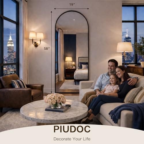 58"x19"Floor Mirror Full Length,Arched Full Length Mirror with Stand,Full Body Mirror,Hanging or Large Leaning for Bedroom Living Room Black 5