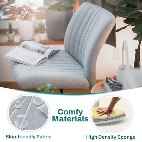 NYPOT Criss Cross Chair with Wheels - Wide Armless Seat for Cross Legged Sitting, Adjustable Swivel Office Desk Chair, Rocking Comfort for Home or Work (Grey) 6