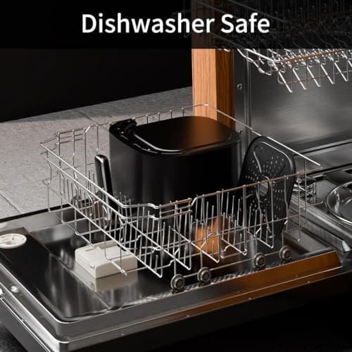 ASZ 5qt Air Fryer Compact Knob Black for dorm office - 4.7L Airfryer with Window 1400W Visual Basket - Non-Stick Pan, Manuel Control Max 60s Timer & 400℉ Kitchen Airfry Countertop Gift 7