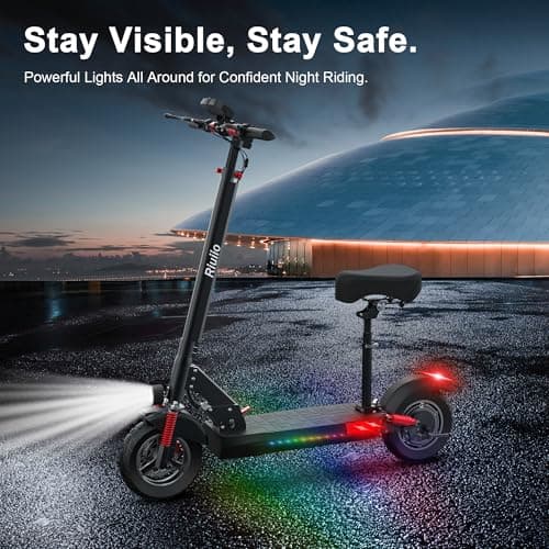 Electric Scooter for Adults with Seat, 600W Motor, 28MPH, 18 Miles Long Range, 10" Pneumatic Off-Road Tires, Dual Suspension, Folding Commuter E Scooter 8