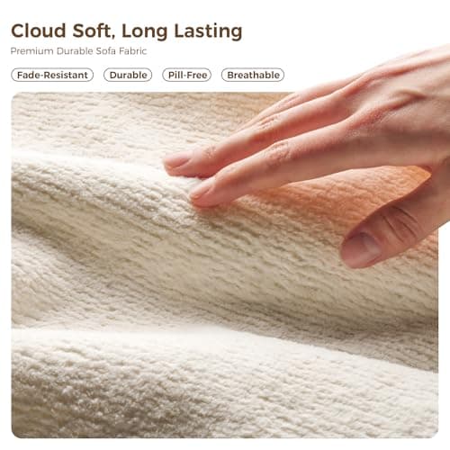 Amsleekey 108" Cloud Sectional Couches, with 1 Extra Washable Cover, L Shaped 25.6" Deep Seat Couch with Ottoman, Oversized Comfy Living Room Sofa, DIY Color Refresh (White Sofa + Gray Cover Set) 8