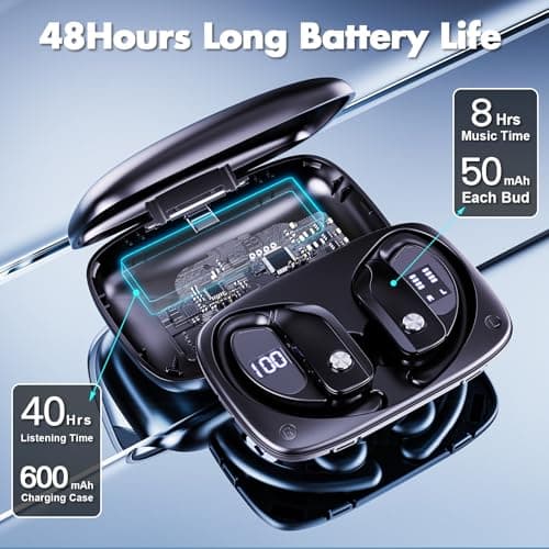 Caymuller Wireless Earbuds Bluetooth Headphones 48Hrs Play Back Sports Earphones with LED Display Built in Mic Deep Bass Stereo in Ear Waterproof Headset for Workout Gaming Running 4