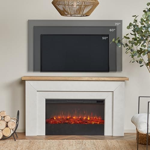 Real Flame Malie 68" Landscape Electric Fireplace with Mantel for Living Room or Bedroom, Replaceable Fireplace Insert Heater, Realistic Log and Flame Effect, Remote Control, Timer 5