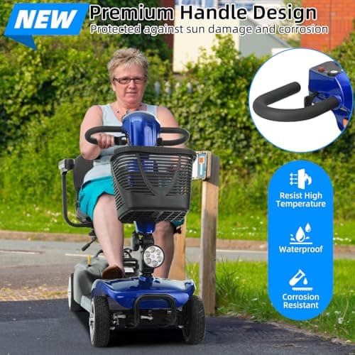 20 Miles 4 Wheels Mobility Scooter for Seniors/Adults Up to 300LBS,350W Electric Wheelchair Detachable Lithium Battery,Dual Baskets,Rotating Seat,with Taillight, USB Charging, Blue 18AH 8