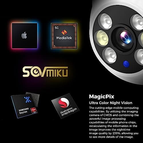 Sovmiku CA3 AI Auto Tracking Mini 2K Security Camera Wireless Outdoor, Two-Way Audio, Easy to Setup, 9.8Ft Power Cable,360° View, Color Night Vision, Audible Flashlight Alarm, 180 Days Exchange Policy 8