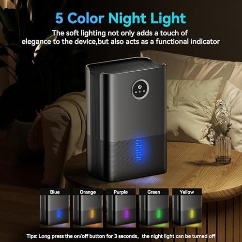 PTHRAOUTA Dehumidifier for Room for Home, (850 sq.ft) Small Dehumidifiers with Drain Hose, 2 Duak-Core Portable Safe Deshumidificador Auto-off Odor Removal Bathroom RV Indoor, 50 OZ, Black 6