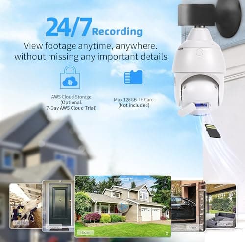 EVERSECU 4K 8MP UHD Screw-in 4 Inch PTZ Security Camera, Outdoor Waterproof, Wireless 2.4G&5Ghz WiFi, ONVlF&RTSP Stream, 360° View, Auto Tracking, 2 Way Audio, Motion Detection, Remote View 5