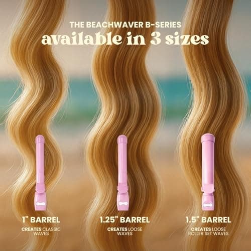 The Beachwaver Co. B1.25 Rotating Curling Iron - Pink Sunset | Automatic 1 1/4-Inch Ceramic Curling Iron - Larger Barrel Size for Medium-to-Long Hair! | Auto-Shut Off, Travel-Friendly, Dual Voltage 9