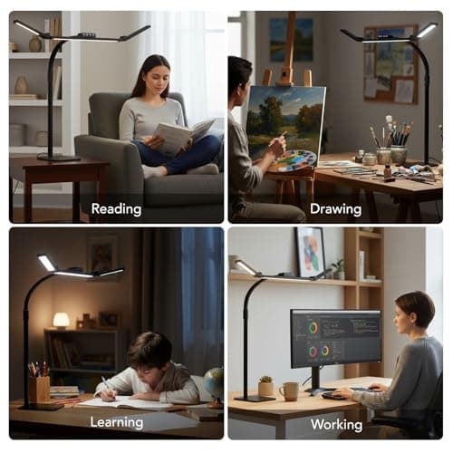Galnolt LED Desk Lamp for Home Office with Base, 28.2" Adjustable Gooseneck Swing Arm Ultra Bright Desk Light, Dimmable Architect Table lamp for Desktop Computer Light, Reading, Study, Workbench 7