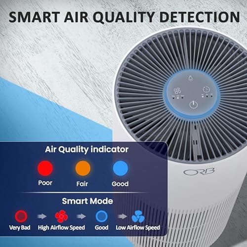 ORB 2-in-1 Air Purifier & Humidifier Combo for Bedroom – HEPA Filter, Quiet, Auto Mode, No Mist, Removes Dust Smoke Odors Pet Dander, Top Fill, Covers 500 Sq Ft 5