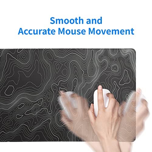 Topographic Contour Extended Big Mouse Pad Large,Gaming Mouse Pad Desk Pad,27.6x11.8 Inch Long Computer Keyboard Mouse Mat Mousepad with 3mm Non-Slip Base and Stitched Edge for Gaming and Office 7