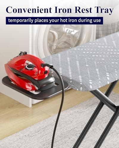 Kitsure Folding Ironing Board - Height Adjustable Iron Board in Full Size, Wobble-Free & Heavy-Duty Ironing Board with Cover and Pad for Heat Resistance, Grey, 43" L x 13" W x 35.8" H 6